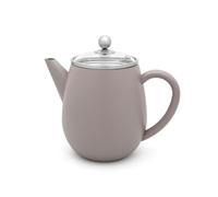 Bredemeijer Stainless Steel Teapot 1.1 litres, Teapot with Infuser - Grey | Double-Walled Tea Maker for up to 1h Warm Tea, Insulated Tea Pot with Glass Lid and Tea Filter, Drip-free Pouring