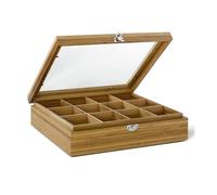 Bredemeijer Tea Box 12-compartments Bamboo whiteh Window, Brown