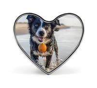 Breed Dog Playing Ball Beach Heart Metal Badges Decorative Brooches Fashionable Lapel Pin for Hat Backpack Clothing