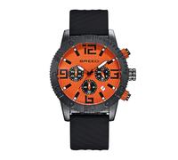 Breed Double Agent Leather-Band Watch w/Day/Date - Black/Orange/Black