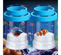 Breeder Box for Fish Tank, 2-Pack Large Baby Fish Tank, Floating & Mountable Mesh Isolation Nursery with Suction Cups for Guppy, Betta, Shrimp, Clownfish, Aggressive or Injured Fish (Blue)