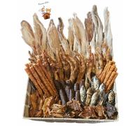 Breeder Box Variety Natural 100 Items! Dog Treats Chicken Rabbit ears Sprats