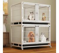Breeding Cat Cage, Metal Wire Cat Kennels, 2/3 Layer Cat Enclosure, Dog Cage, Rabbit Cage, Lockable Pet Kennels, with Partition(95x65x132cm)