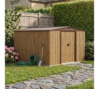 Breeins 10X8 Ft Garden Metal Shed, Brown Tool Storage Unit With Lockable Door