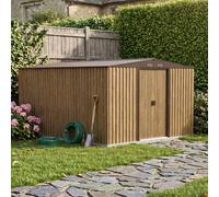 Breeins 12X10 Ft Brown Metal Shed, Ideal For Lawnmowers, Bikes & Garden Gear