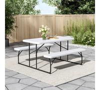 Breeins 151Cm W Outdoor Garden Bistro Set Foldable Picnic Table And Bench Furniture Set Dining Room Set White