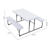 Breeins 180Cm W Outdoor Garden Bistro Set Dining Room Set Foldable Picnic Table And Bench Set With Parasol Hole, White