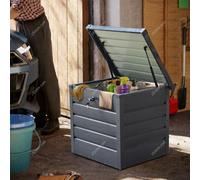 Breeins 200L Metal Waterproof Outdoor Garden Deck Storage Box Patio Utility Box With Twist Grip Cylinder Lock, Anthracite