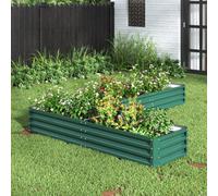 Breeins 207 Cml X 277 Cmw L-Shaped Galvanized Steel Garden Flower Bed Metal Raised Planter Box, Dark Green