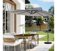 Breeins 3M Outdoor Light Grey Cantilever Crank Tilt Swivel Banana Umbrella Sunshade With Fillable Base