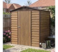 Breeins 4X6 Ft Brown Apex Metal Shed, Ideal For Garden Tools & Equipment