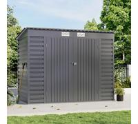 Breeins 4X8 Ft Outdoor Metal Shed Garden Galvanized Steel Shed Furniture Storage Shed With Double Door, Grey