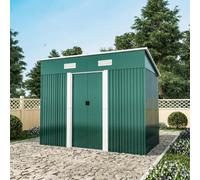 Breeins 4X8 Ft Outdoor Metal Shed Garden Storage Shed Tool Shed With Apex Roof Lockable Door For Garden Equipment, Dark Green