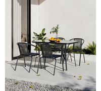 Breeins 5 Piece Outdoor Dining Set Glass Umbrella Table And 4 Seater Stacking Chairs For Garden Patio Lounge Balcony 120Cm