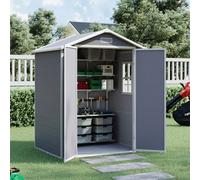 Breeins 6X4.4Ft Grey Apex Roof Plastic Shed Garden Storage Tool Shed With Window