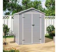 Breeins 6X4.4Ft Waterproof Outdoor Plastic Shed Garden Storage Shed Lockable Tool Storage Shed, Grey
