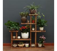 Breeins A 5-Layer Large Wooden Flower Stand For Outdoor And Indoor Potted Plant Display