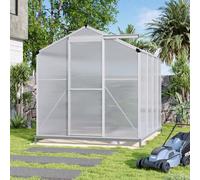 Breeins Aluminium Hobby Greenhouse With Base And Window Opening Rustproof Polycarbonate Garden Plants Grow House Large Walk-In Green House