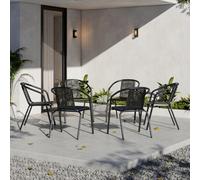 Breeins Black Set Of 6 Outdoor Plastic Chairs Rope Garden Stacking Chairs Garden Patio Dining Chairs