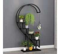 Breeins Four-Layer Black Curved Balcony Flower Rack Made Of Iron For Plant Support