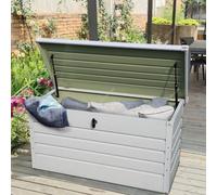 Breeins Galvanized Steel Waterproof Lockable Outdoor Garden Deck Storage Box Patio Utility Box Tool Cabinet , White