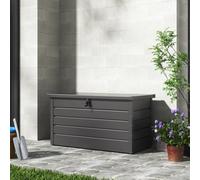 Breeins Grey Waterproof Outdoor Garden Deck Storage Box Patio Utility Box With Twist Grip Cylinder Lock 350 L