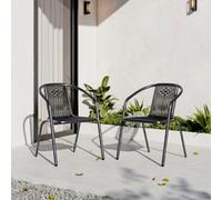 Breeins Set Of 2 Outdoor Black Plastic Rope Garden Stacking Chairs Garden Patio Furniture Chairs Outdoor Bistro Dining Chairs