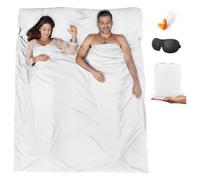 BREENHILL Double Sleeping Bag Liner，Camping Sheets & Travel Sheet, Hostels & Traveling Adult Sleep Sack for Backpacking, Hotels Lightweight Single & Double Camping Sleeping Bag Liners White