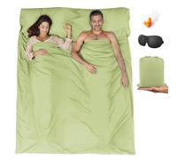 BREENHILL Double Sleeping Bag Liner，Camping Sheets & Travel Sheet, Hostels & Traveling Adult Sleep Sack for Backpacking, Hotels Lightweight Single & Double Camping Sleeping Bag Liners Green