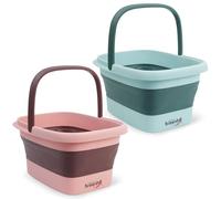 BREENHILL Foot Bath, Foldable Foot Soak Tub, Large Capacity Collapsible Basin with Handles, Multifunction Plastic Feet Massager, Pink