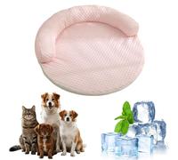 Breeze Bed for Cats, Cat Cooling Bed, Cooling Memory Foam with Heat-Absorbing Ice Silk Fabric, Non-Slip Bottom, Waterproof & Breathable Design to Prevent Overheating, Durable Anti-Scratch Bed (Pink)