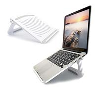 Breeze Letter Laptop Stand for Desk Stable Foldable Adjustable Multi-Angle Computer Desktop Holder Ventilated Lapdesks Riser for Mackbook, Lenovo, Dell, iPad, HP - Within 17' White