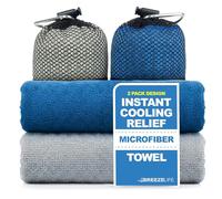 Breeze Life Cool WRAP Microfiber Cooling Towels for Hot Weather, Cooling Neck Wraps, Instant Relief Sports Towel for Athletes, Running, Yoga, Workout, Golf, Biking, 2 Pack