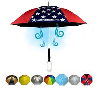 Breeze Life Original Mister Breeze, Sun Umbrella with Fan and Mister, Umbrella Mister with Built-in Fan for Festivals, Beach and More, Blocks Harmful Sun Rays, Mist bottle included (American Flag)