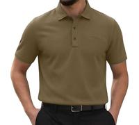 Breeze Polo Shirts for Men Beer Belly Wearbreeze Collared Textured Shirt Stretchy Quick Dry Casual Golf Short Sleeve, Ultra Comfortable Textured Breathable Refreshing Silky Coffee