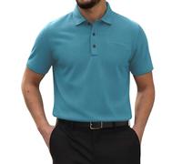 Breeze Polo Shirts for Men Beer Belly Wearbreeze Collared Textured Shirt Stretchy Quick Dry Casual Golf Short Sleeve, Ultra Comfortable Textured Breathable Refreshing Silky Sky Blue