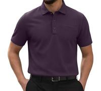 Breeze Polo Shirts for Men Beer Belly Wearbreeze Collared Textured Shirt Stretchy Quick Dry Casual Golf Short Sleeve, Ultra Comfortable Textured Breathable Refreshing Silky Purple