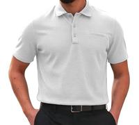 Breeze Polo Shirts for Men Beer Belly Wearbreeze Collared Textured Shirt Stretchy Quick Dry Casual Golf Short Sleeve, Ultra Comfortable Textured Breathable Refreshing Silky White