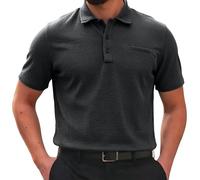 Breeze Polo Shirts for Men Beer Belly Wearbreeze Collared Textured Shirt Stretchy Quick Dry Casual Golf Short Sleeve, Ultra Comfortable Textured Breathable Refreshing Silky Grey