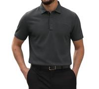Breeze Polo Shirts for Men Beer Belly Wearbreeze Collared Textured Shirt Stretchy Quick Dry Casual Golf Short Sleeve Tops, Ultra Comfortable Textured Breathable Refreshing Silky T-Shirt Dark Gray