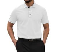 Breeze Polo Shirts for Men Beer Belly Wearbreeze Collared Textured Shirt Stretchy Quick Dry Casual Golf Short Sleeve, Ultra Comfortable Textured Breathable Refreshing Silky White