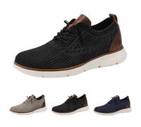 Breeze Urban Shoes Men's Lace-Up Shoes, Lightweight, Casual, Hiking Shoes, Comfortable Suit Shoes for Men, Wearbreeze, Breathable Knitted Fabric, Memory Foam Insole, Lightweight Outsole, black, 10 UK