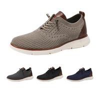 Breeze Urban Shoes Men's Lace-Up Shoes, Lightweight, Casual, Hiking Shoes, Comfortable Suit Shoes for Men, Wearbreeze, Breathable Knitted Fabric, Memory Foam Insole, Lightweight Outsole, khaki, 12 UK