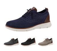 Breeze Urban Shoes Men's Lace-Up Shoes, Lightweight, Casual, Hiking Shoes, Comfortable Suit Shoes for Men, Wearbreeze, Breathable Knitted Fabric, Memory Foam Insole, Lightweight Outsole, blue, 7 UK