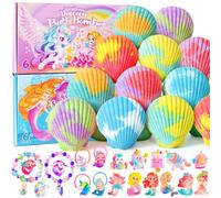 BreezeDream Shell Bath Bombs for Girls: Pack of 12 Scented Bath Bombs for Children, with 20 Surprise Toys Inside, 6 Fruit Flavors in 2 Gift Boxes