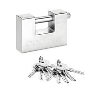 BREEZENEST 10 Keys 1.1KG Container Padlock 94mm Heavy Duty Padlock Industrial Rectangular Security Lock Anti Drill Anti Pick Hardened Steel Shackle Chain Lock for Garage Warehouse Shed Motorbike Gate