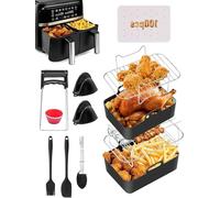BREEZENEST 12-Piece Air Fryer Accessories Set, Universal Silicone Liners & Metal Racks, Compatible with Ninja AF300UK/AF400UK, Tower T17088, Philips, Reusable Bakeware Oven Kit