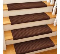 BREEZENEST 15 PCS Self-Adhesive Stair Treads for Carpet Steps - Non-Slip Stair Mats, Fabric Reusable Anti-Slip Stair Pads for Home Pets & Elders (Brown, 60x23cm)