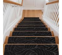 BREEZENEST 15 PCS Self-Adhesive Stair Treads for Carpet Steps - Non-Slip Stair Mats, Fabric Reusable Anti-Slip Stair Pads for Home Pets & Elders (Black, 65x20cm)
