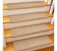 BREEZENEST 15 PCS Self-Adhesive Stair Treads for Carpet Steps - Non-Slip Stair Mats, Fabric Reusable Anti-Slip Stair Pads for Home Pets & Elders (Beige, 60x23cm)